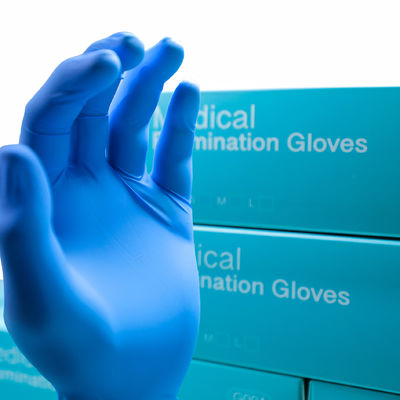 Guanti chirurgici del lattice blu dell'OEM, guanti eliminabili dell'esame medico del lattice